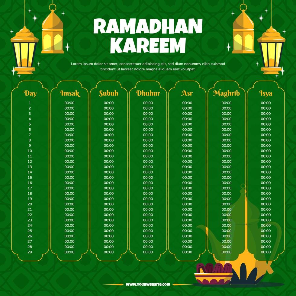Monthly Ramadhan Calendar vector
