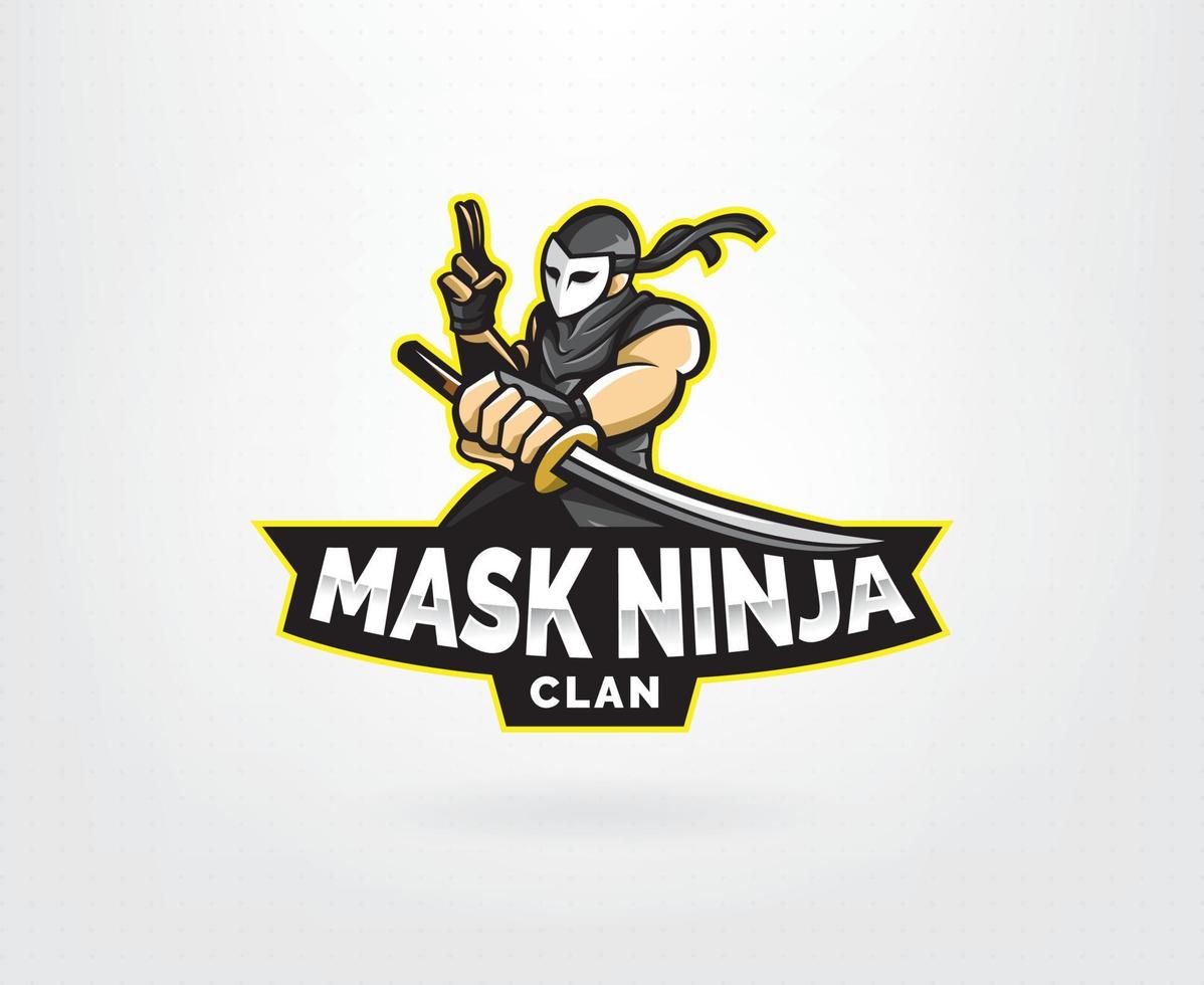 Ninja esports logo design vector
