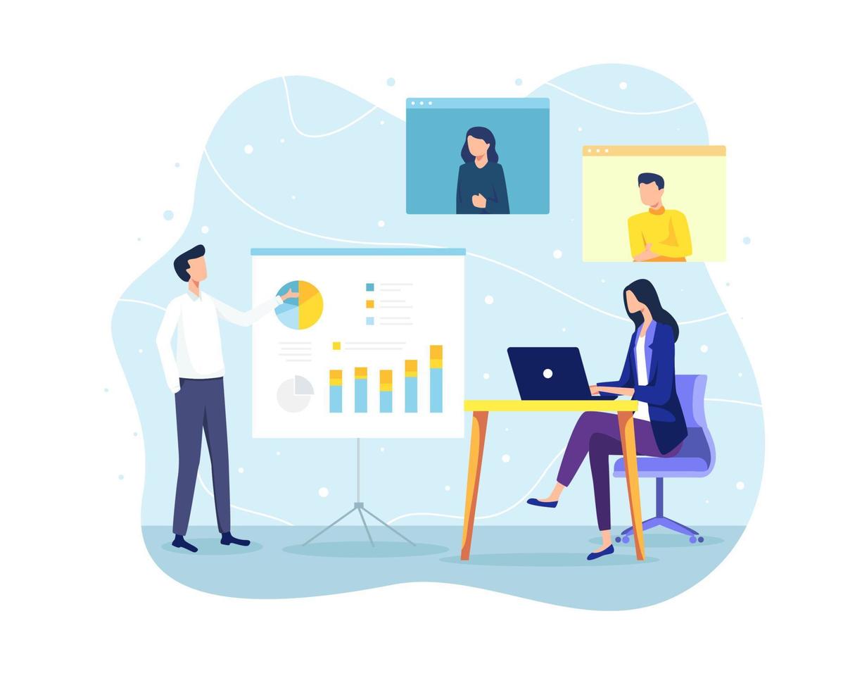 Online meeting illustration vector