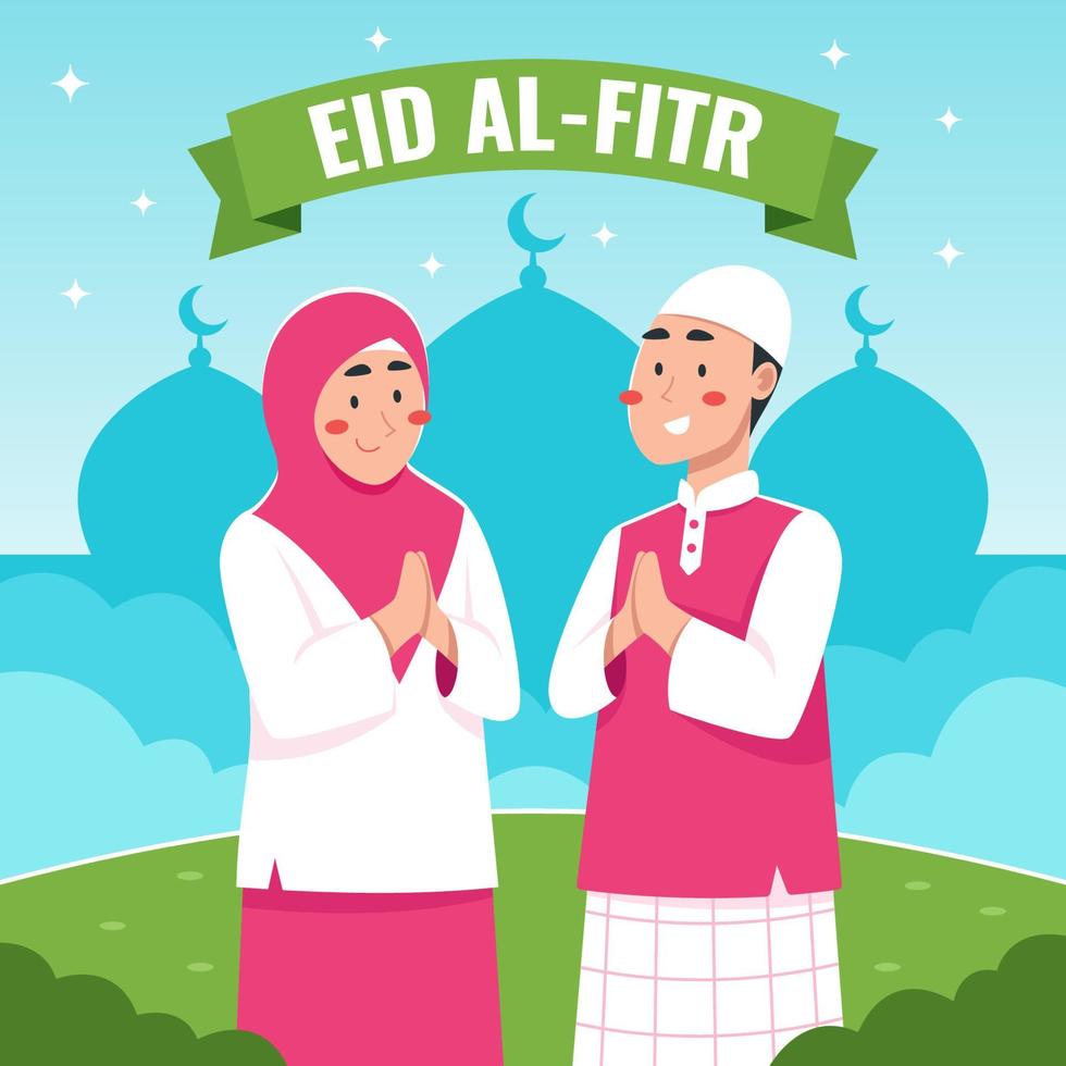 Eid Al Fitr Celebration after Fasting Month Ramadan vector