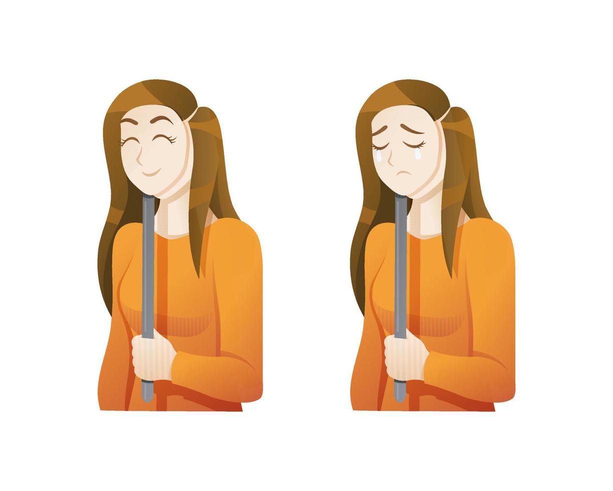 Young woman with an expression mask vector