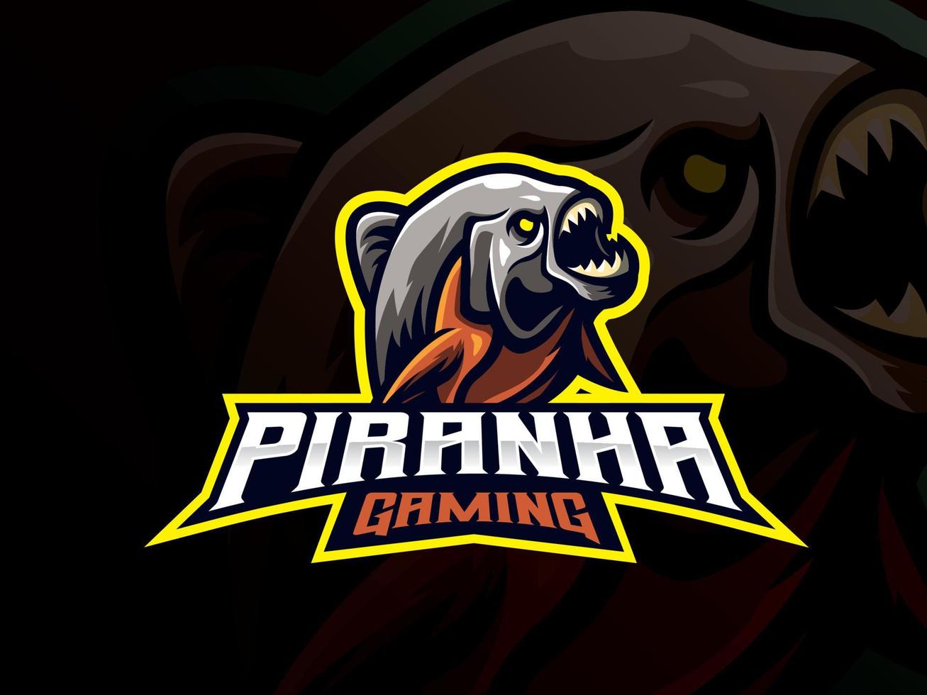 logotipo de esports de piraña vector