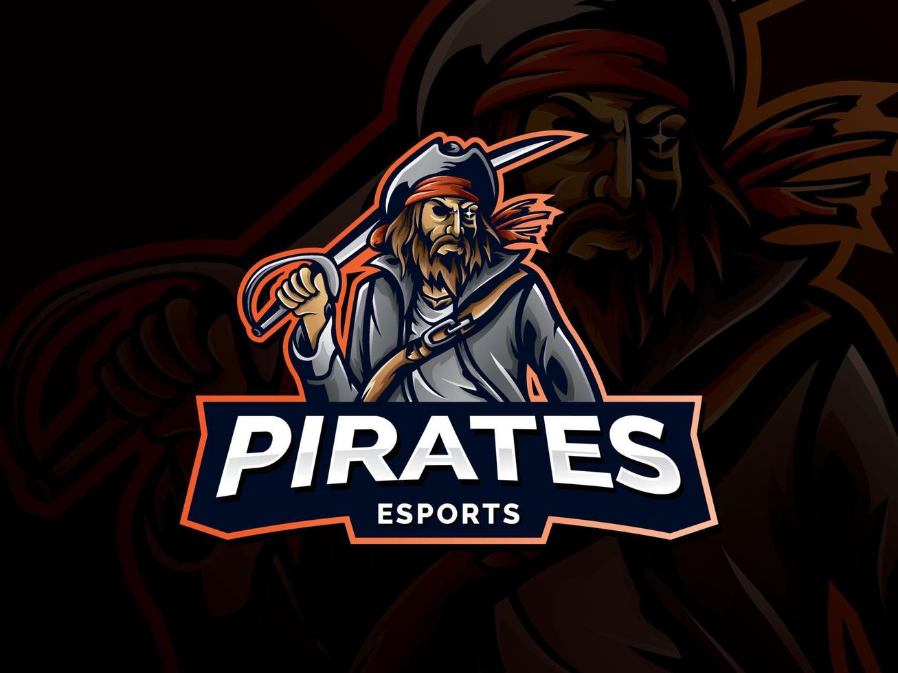 pirata emblema profesional moderno para el equipo de eports vector