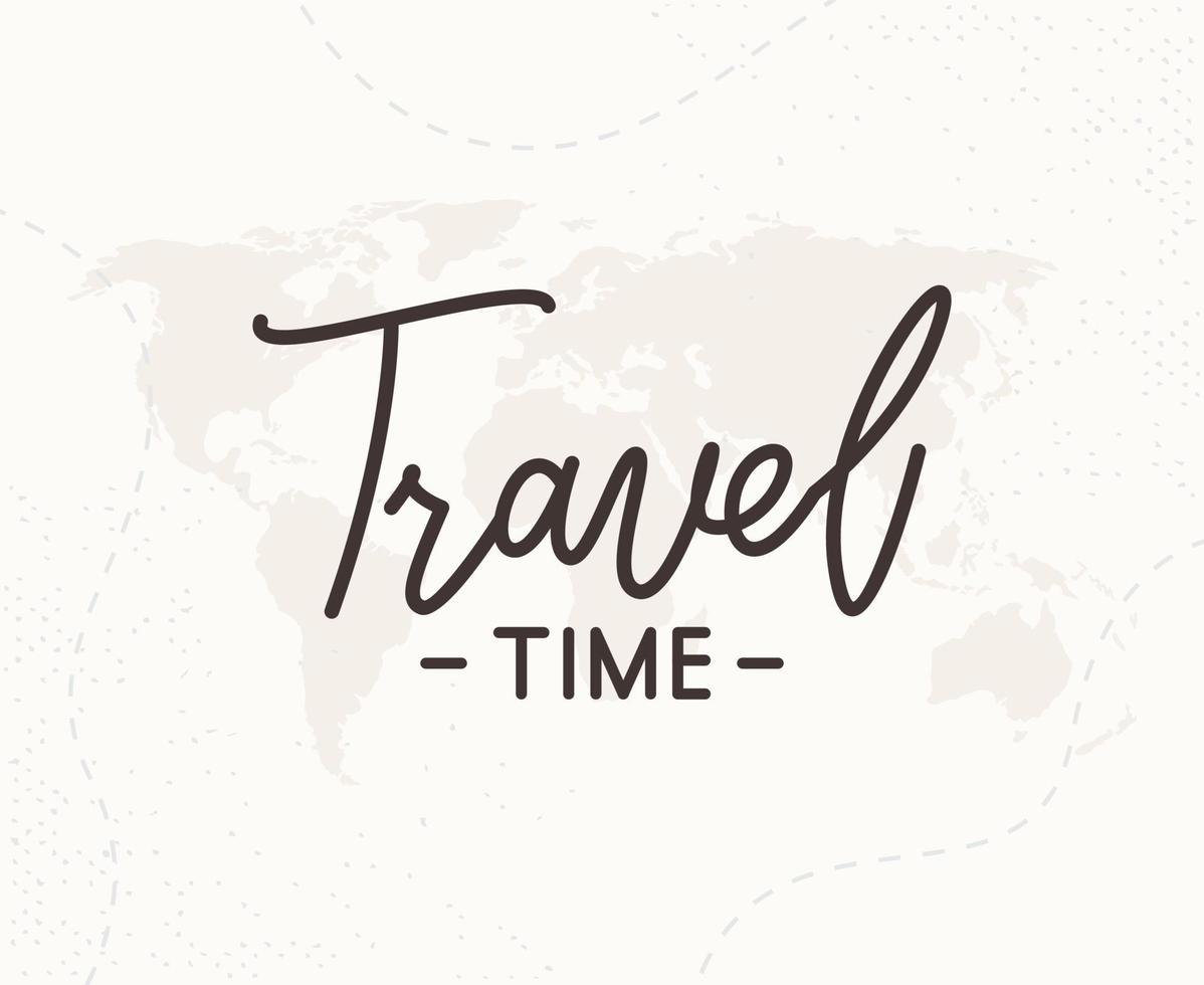 Travel time hand written lettering vector