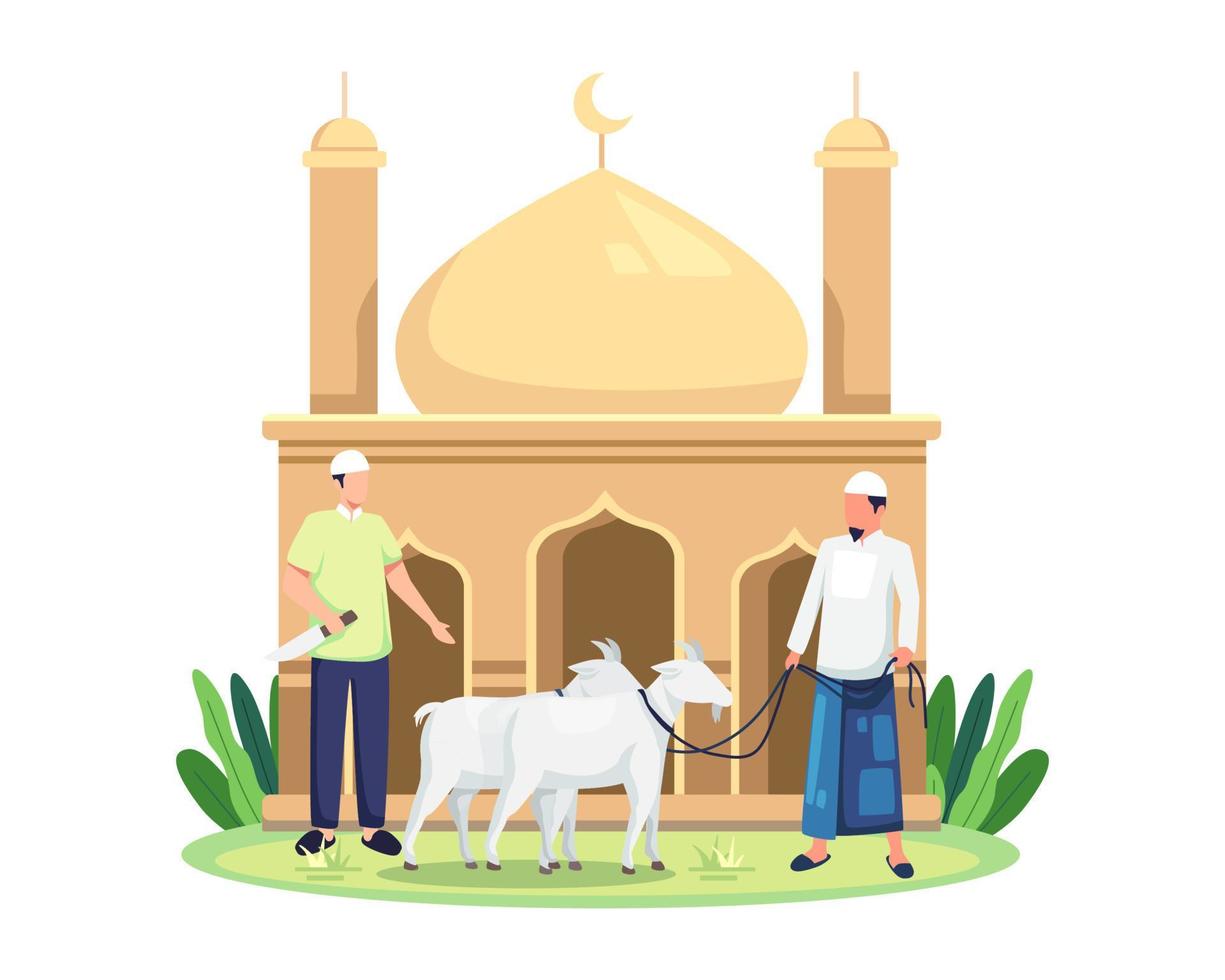 Happy Eid Al Adha the sacrifice of livestock animal vector