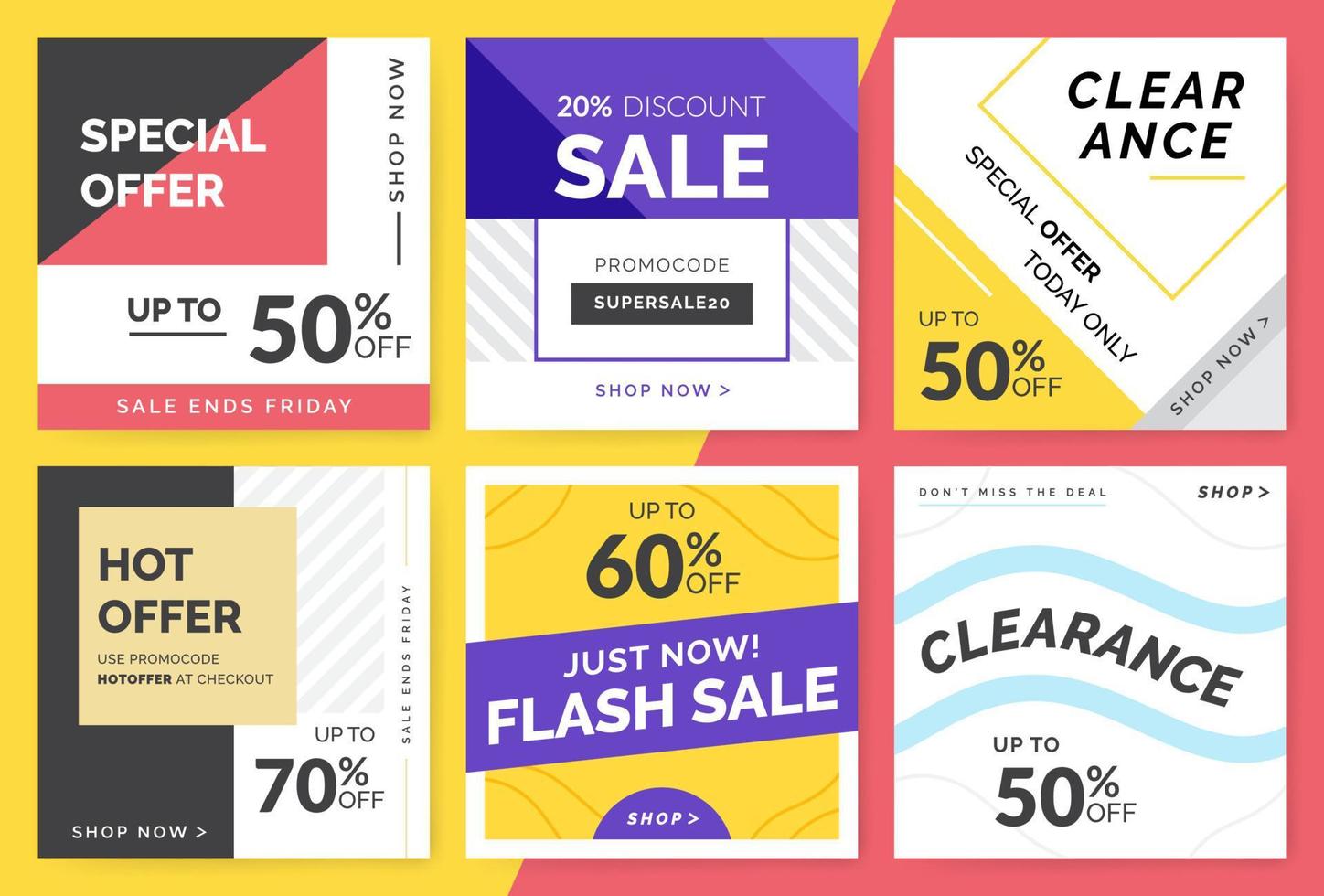 Sale and discount promo backgrounds vector