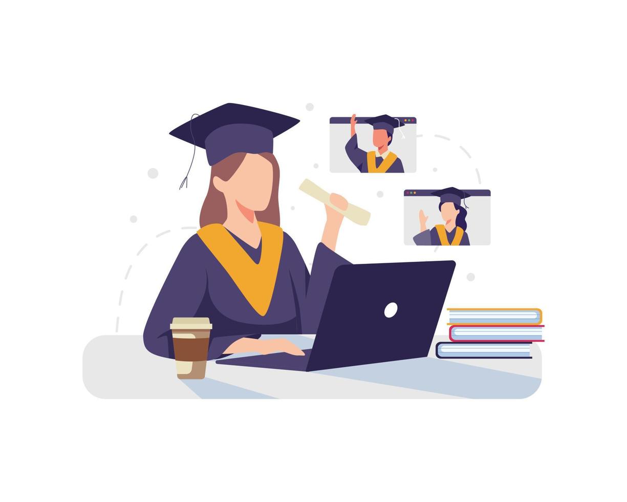 Online graduation concept illustration vector