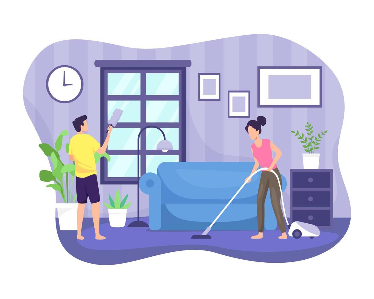 Cleaning the house vector