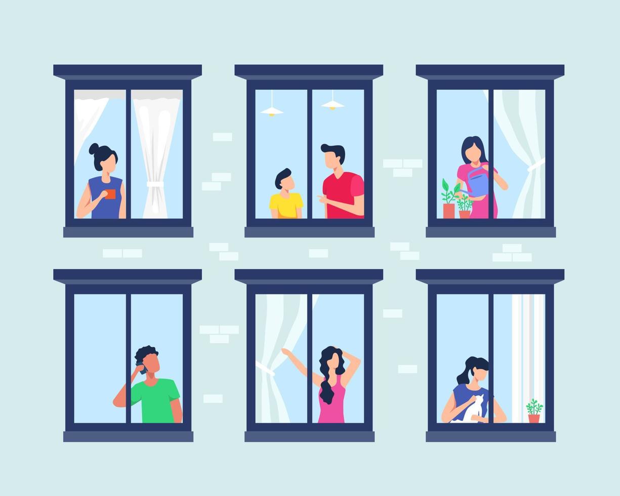 Neighbor window illustration vector