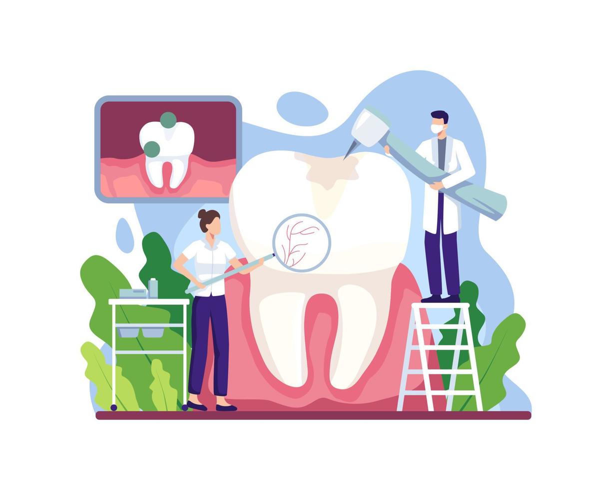 ilustración de tratamiento de caries vector