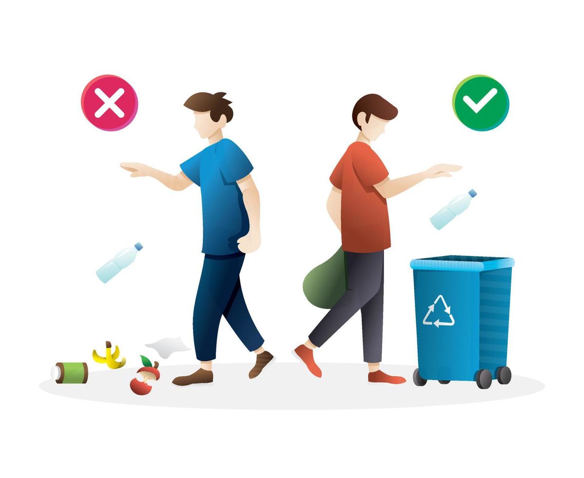 Correct and wrong behavior of littering waste vector