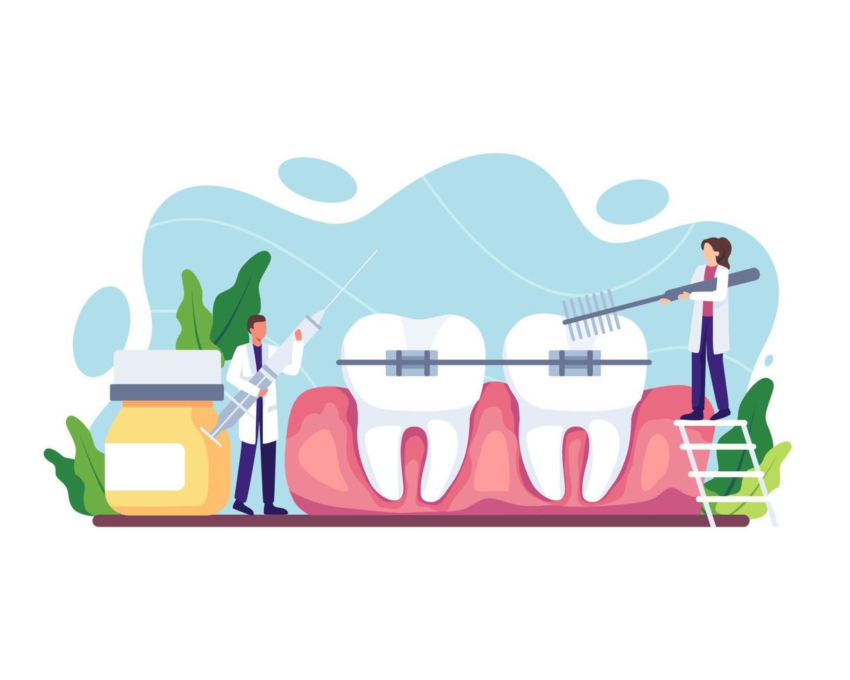 ilustración de procedimiento de cuidado de ortodoncia vector