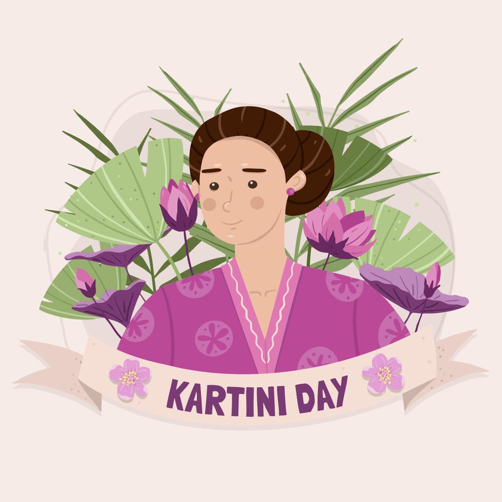 Kartini Day Greeting With Floral Decoration vector
