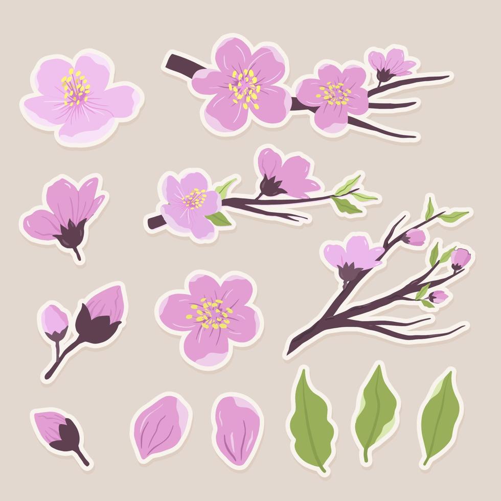 flor de cerezo pegatinas vector