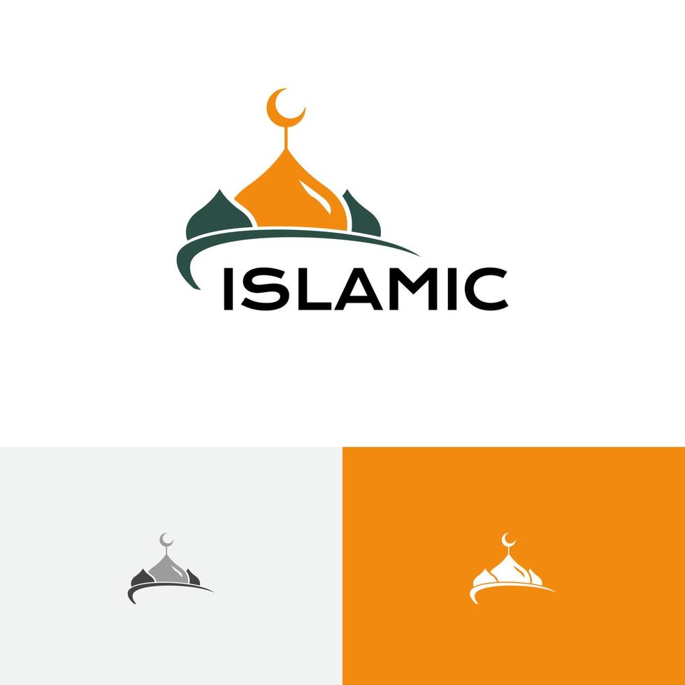 cúpula de la mezquita centro islámico estudio de oración islam logotipo de la comunidad musulmana vector