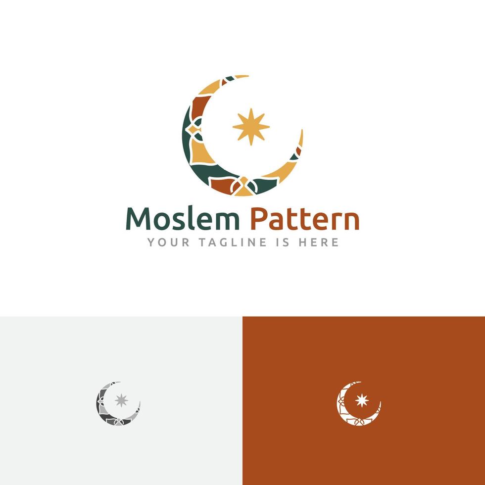 Crescent Star Pattern Art Islamic Culture Ramadan Event Muslim Community Logo vector