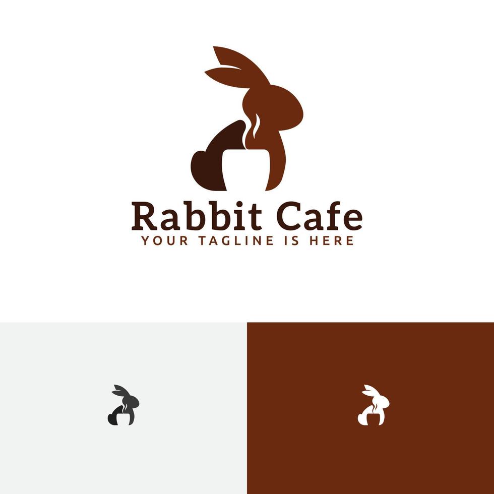 Rabbit Cafe Coffee Chocolate Drink Bunny Negative Space Logo vector