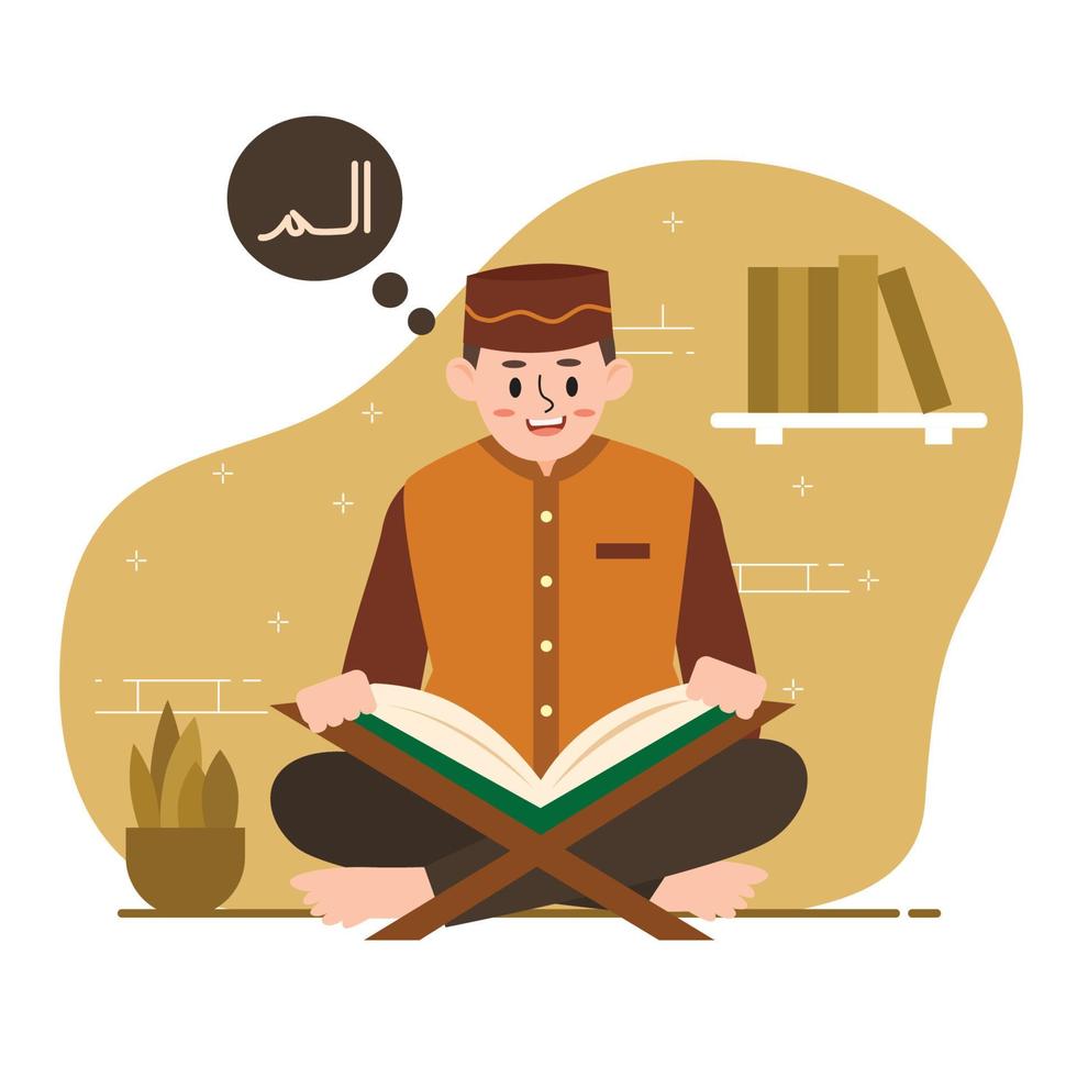 Man Reading The Quran vector