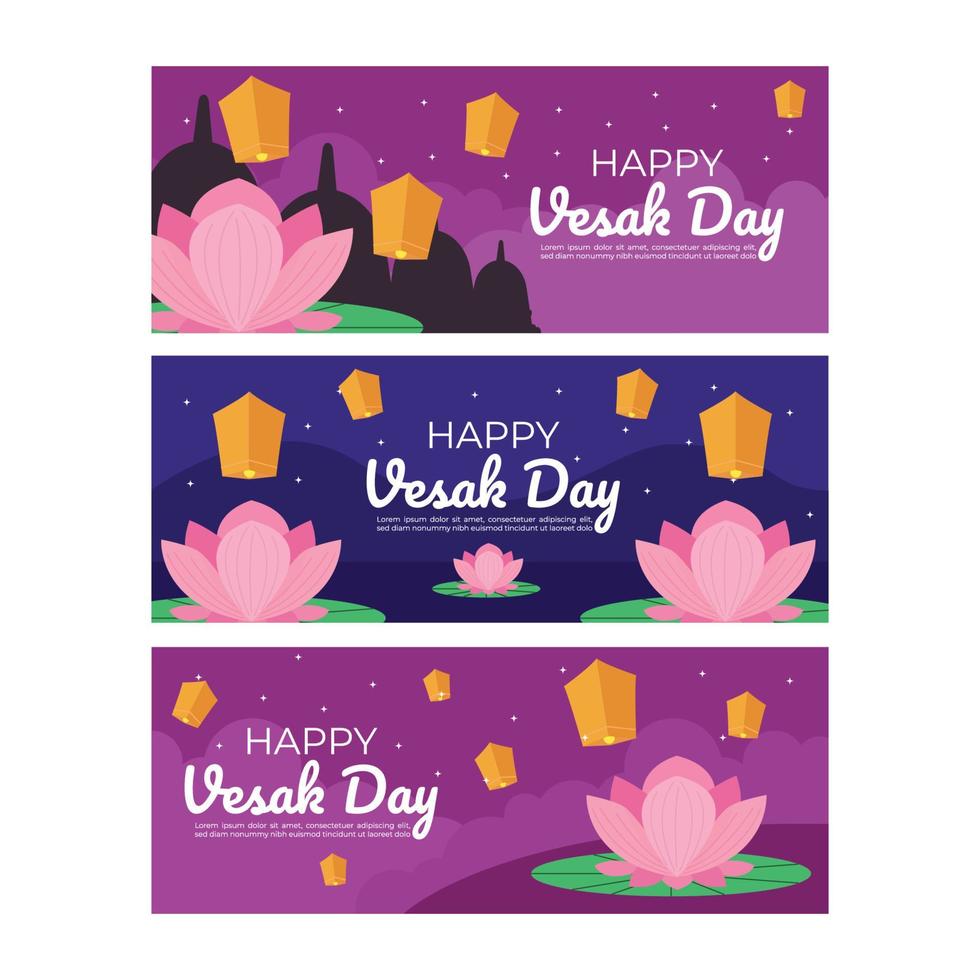 Vesak Day Banner Set vector