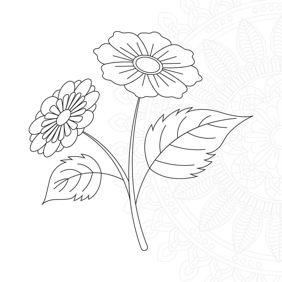 página para colorear de flores para niños vector