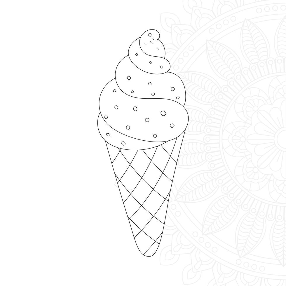 Ice cream coloring page for kids vector
