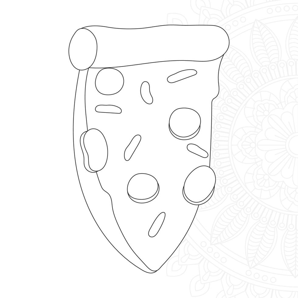 Página para colorear de pizza para niños vector