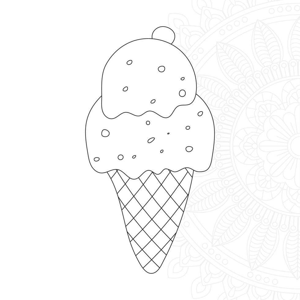 Página para colorear de helados para niños vector