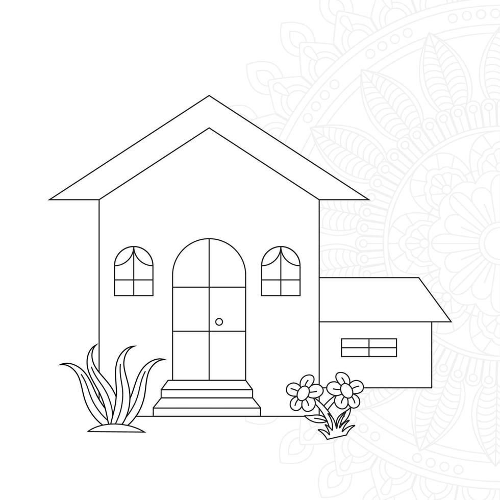Home Coloring page for kids vector
