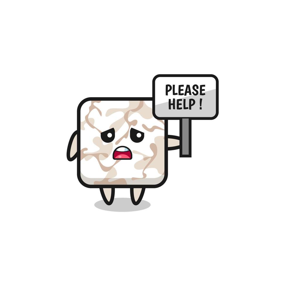 cute ceramic tile hold the please help banner vector