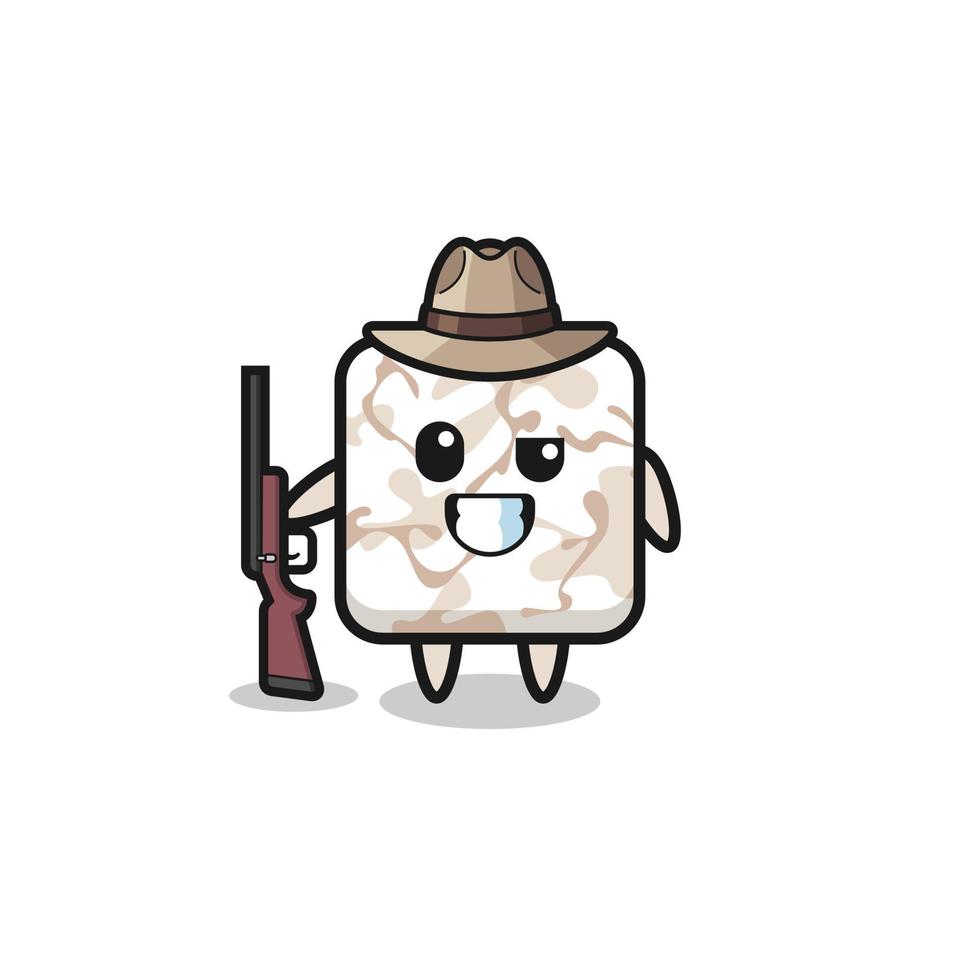 mascota cazadora de baldosas cerámicas sosteniendo un arma vector