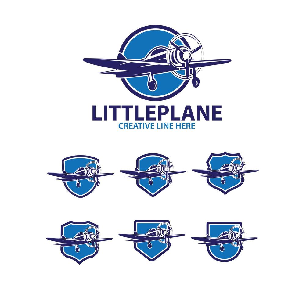 little plane logo set vector