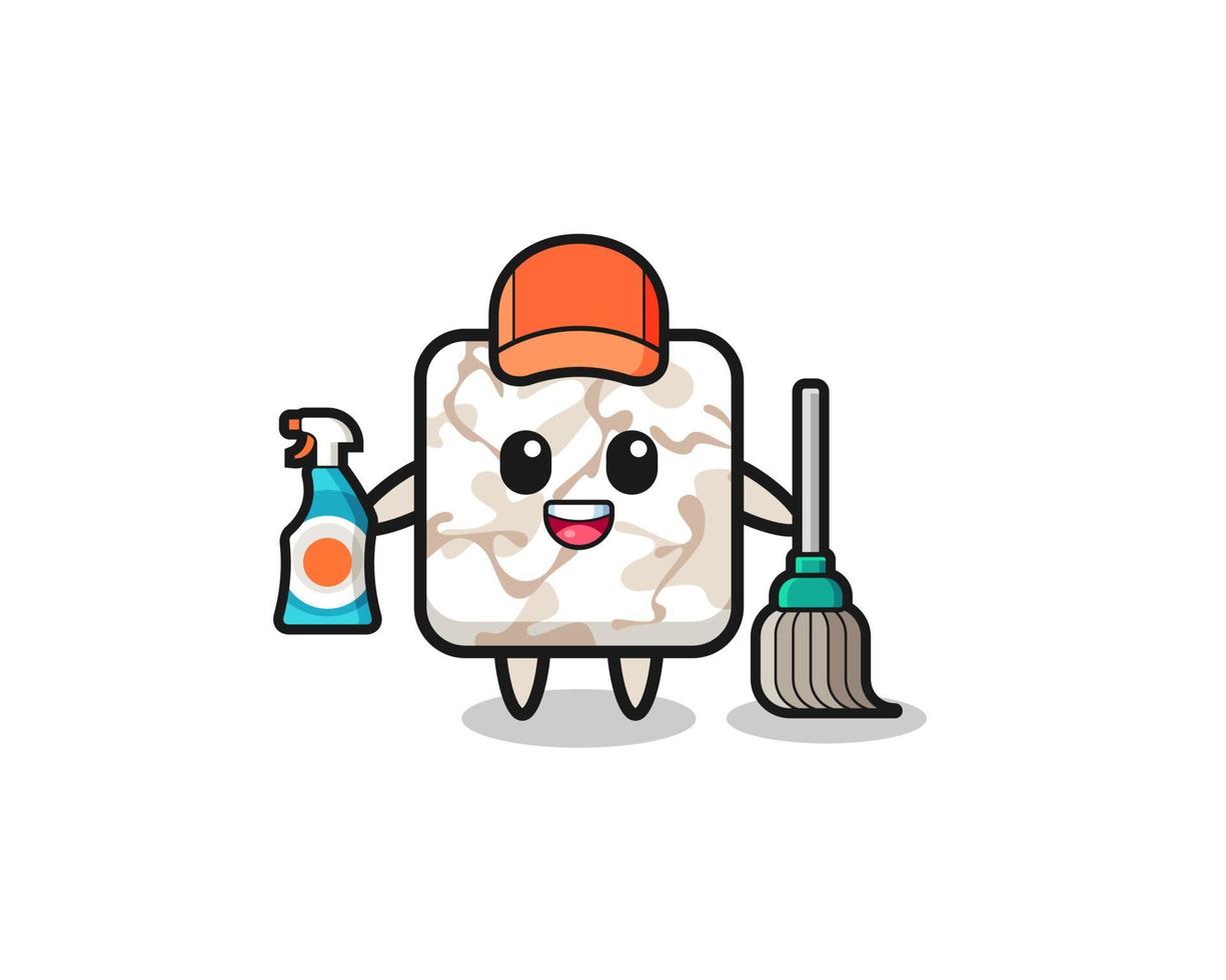 cute ceramic tile character as cleaning services mascot vector