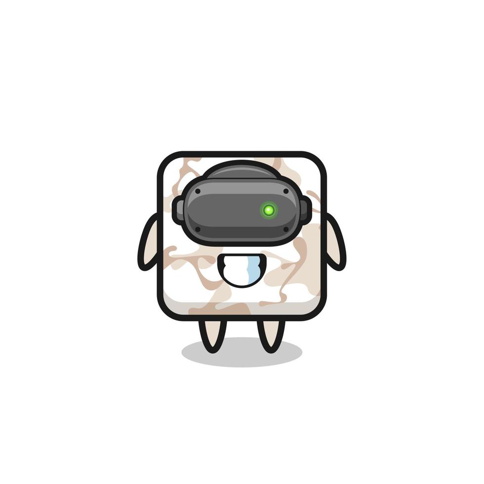 cute ceramic tile using VR headset vector