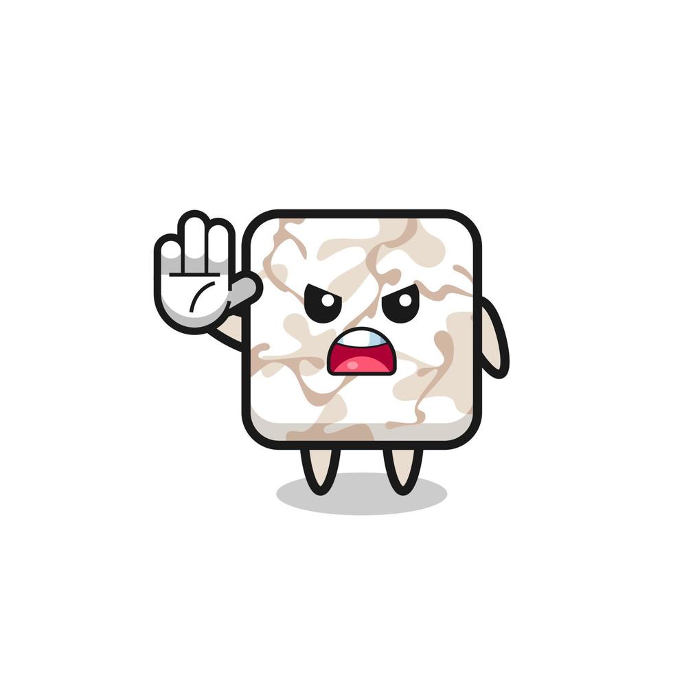 ceramic tile character doing stop gesture vector