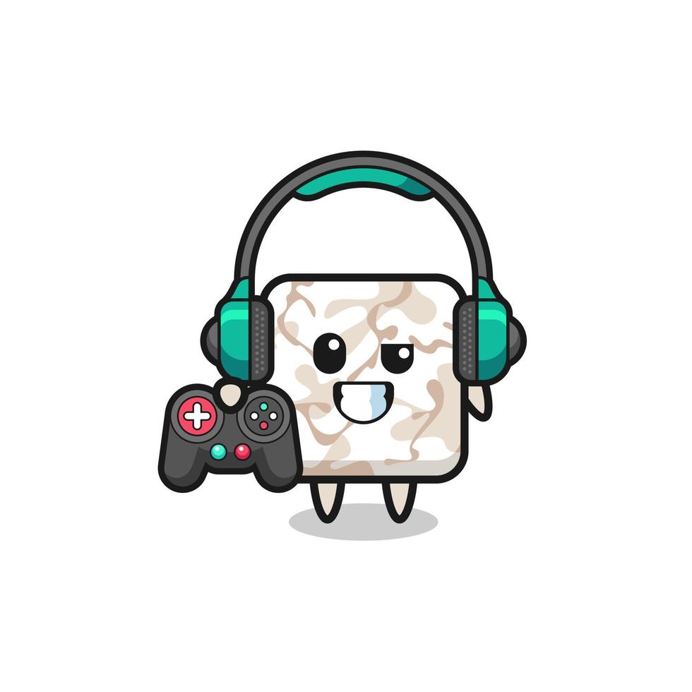ceramic tile gamer mascot holding a game controller vector