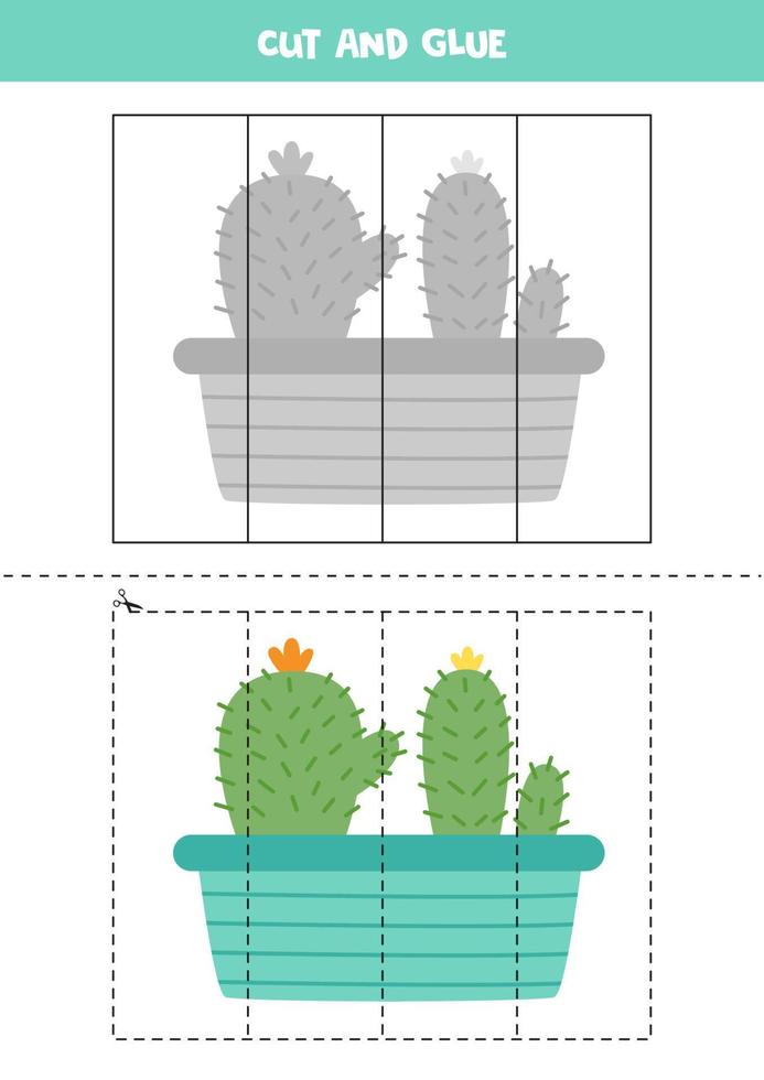 corta y pega partes de cactus de dibujos animados. vector