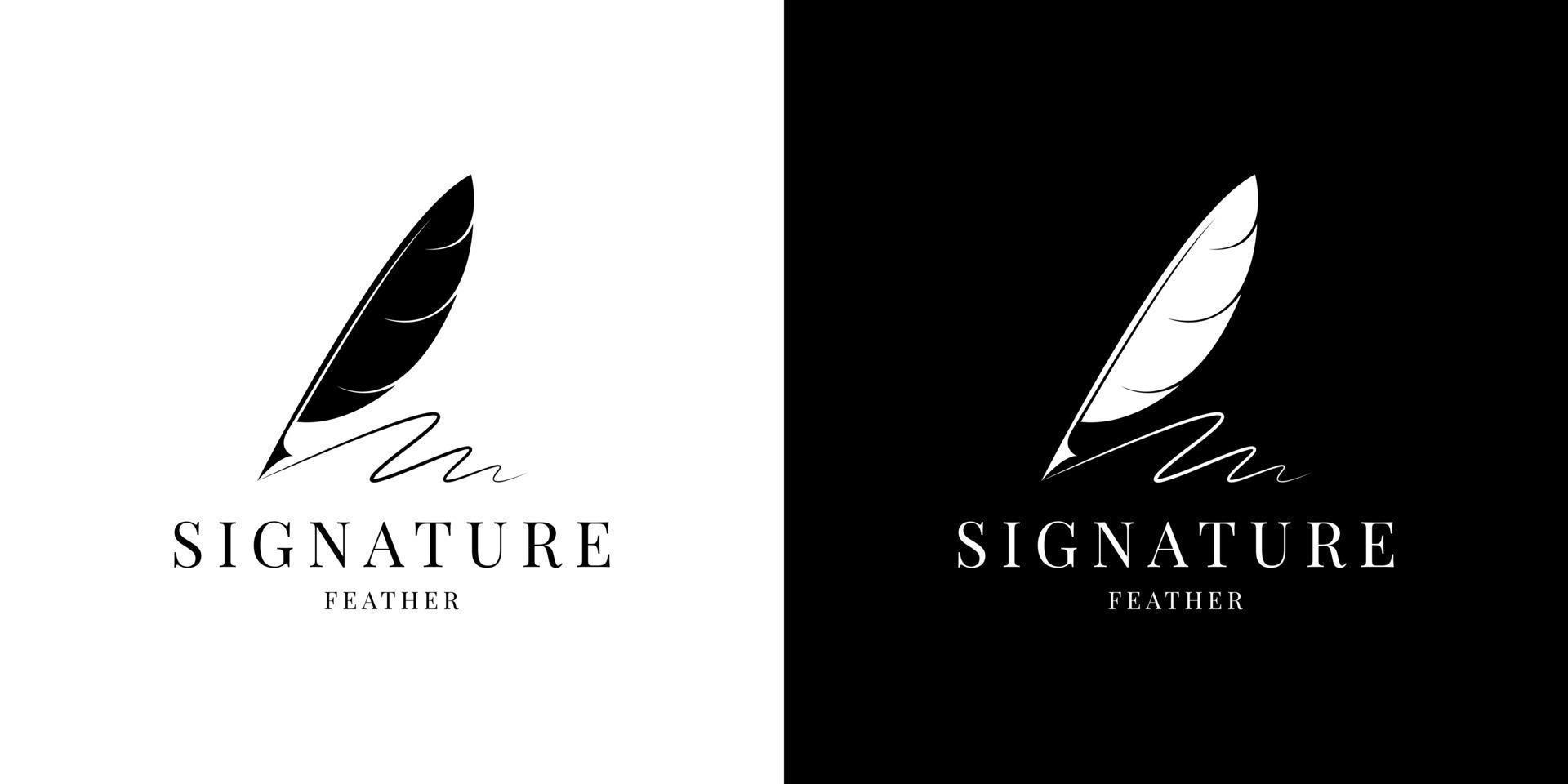 vector de diseño de logotipo de firma de pluma de pluma