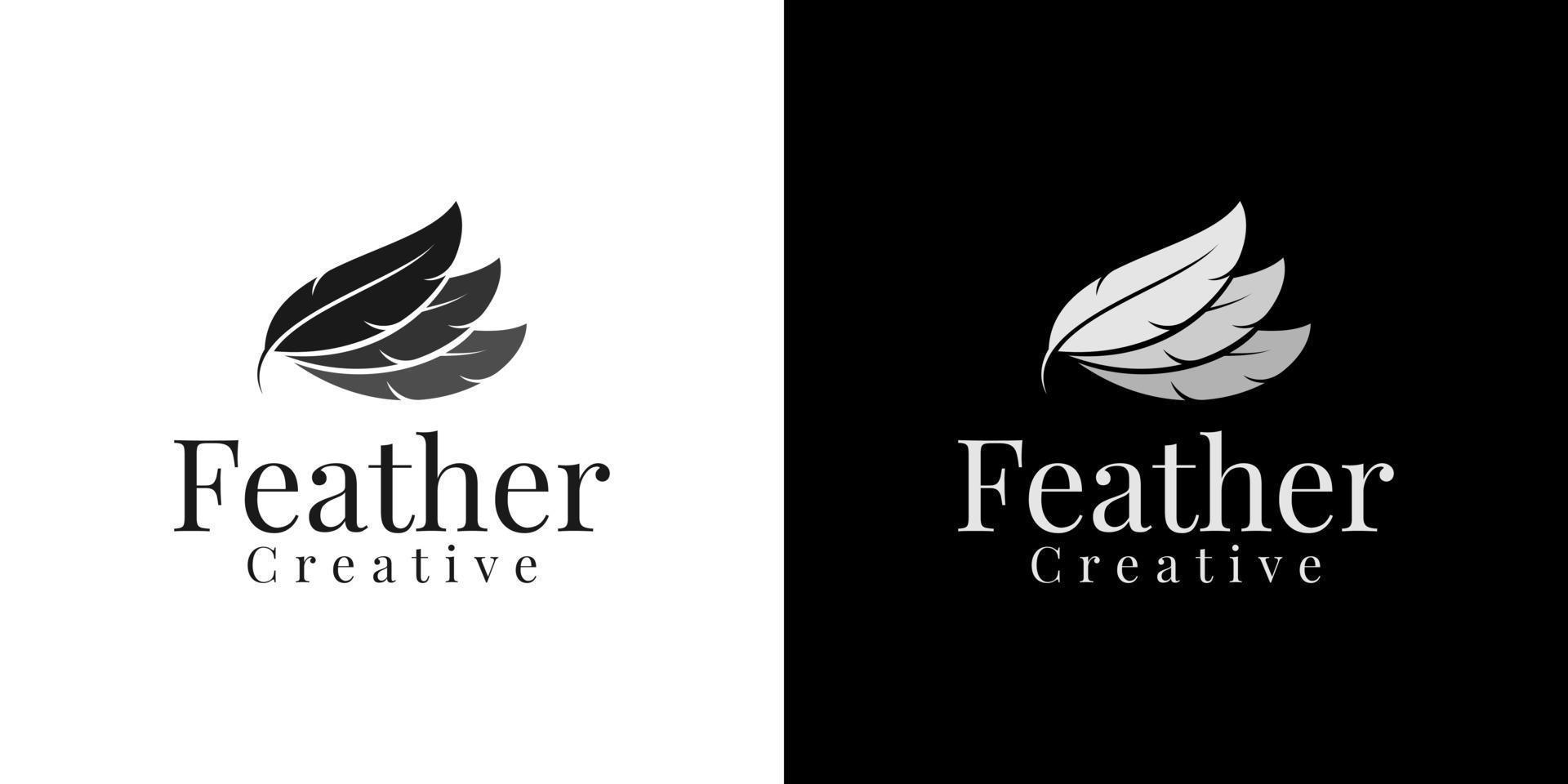 simple minimalist elegant feather logo design vector