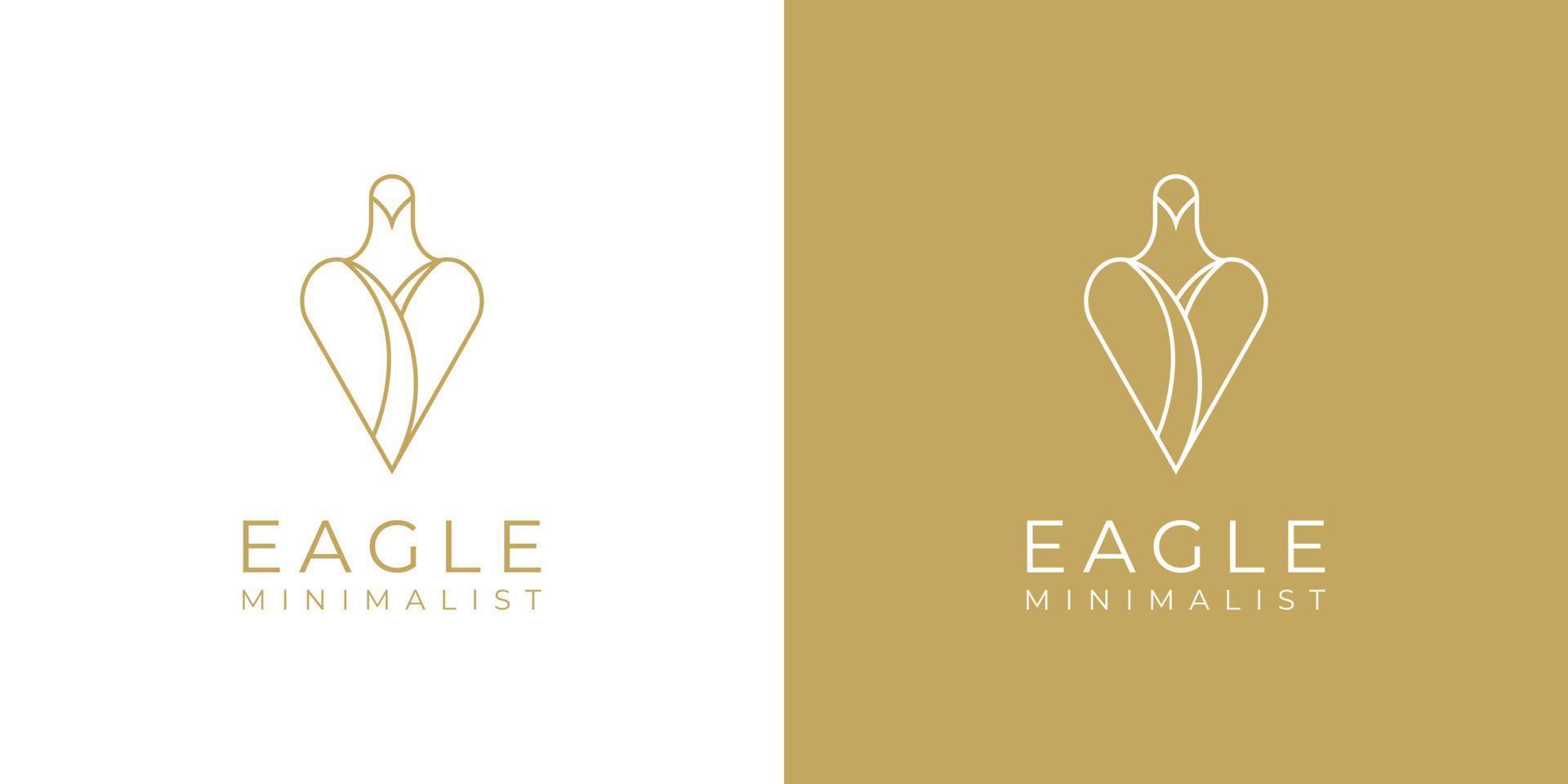 luxury minimalist simple elegant gold eagle logo design in line art style vector