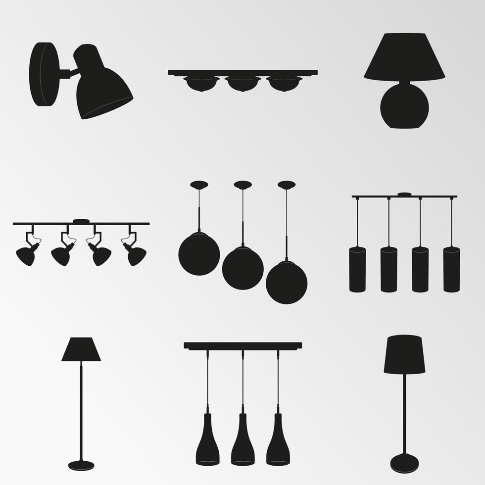 Vector illustration on the Lighting and lamps
