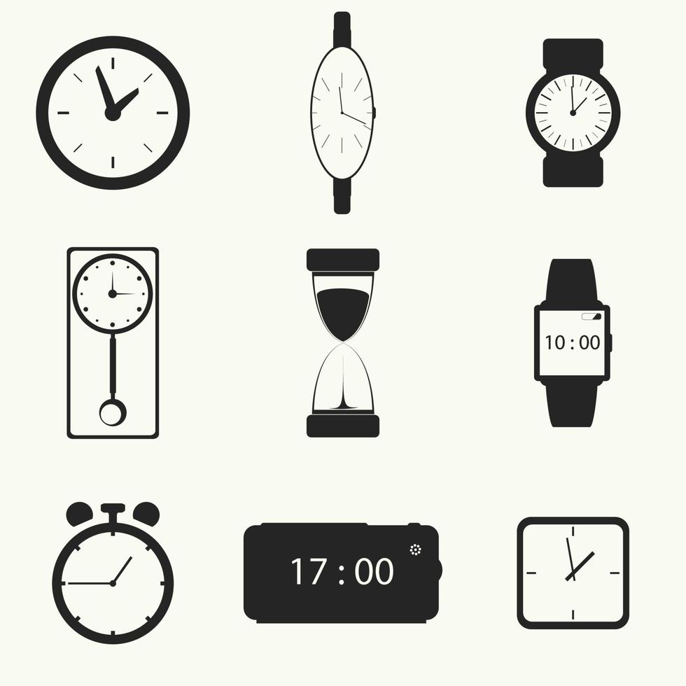 Vector illustrations on the theme watch, clock