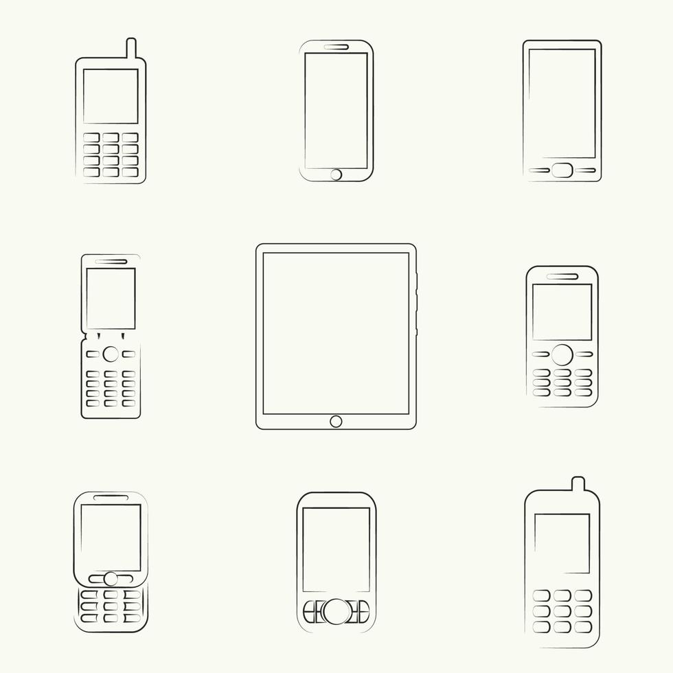 Vector illustrations on the theme mobile phone, smartphone