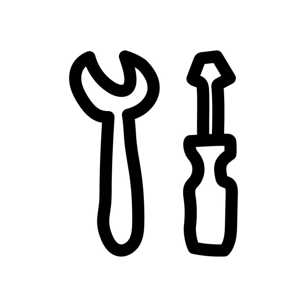 Simple vector icon wrench, screwdriver