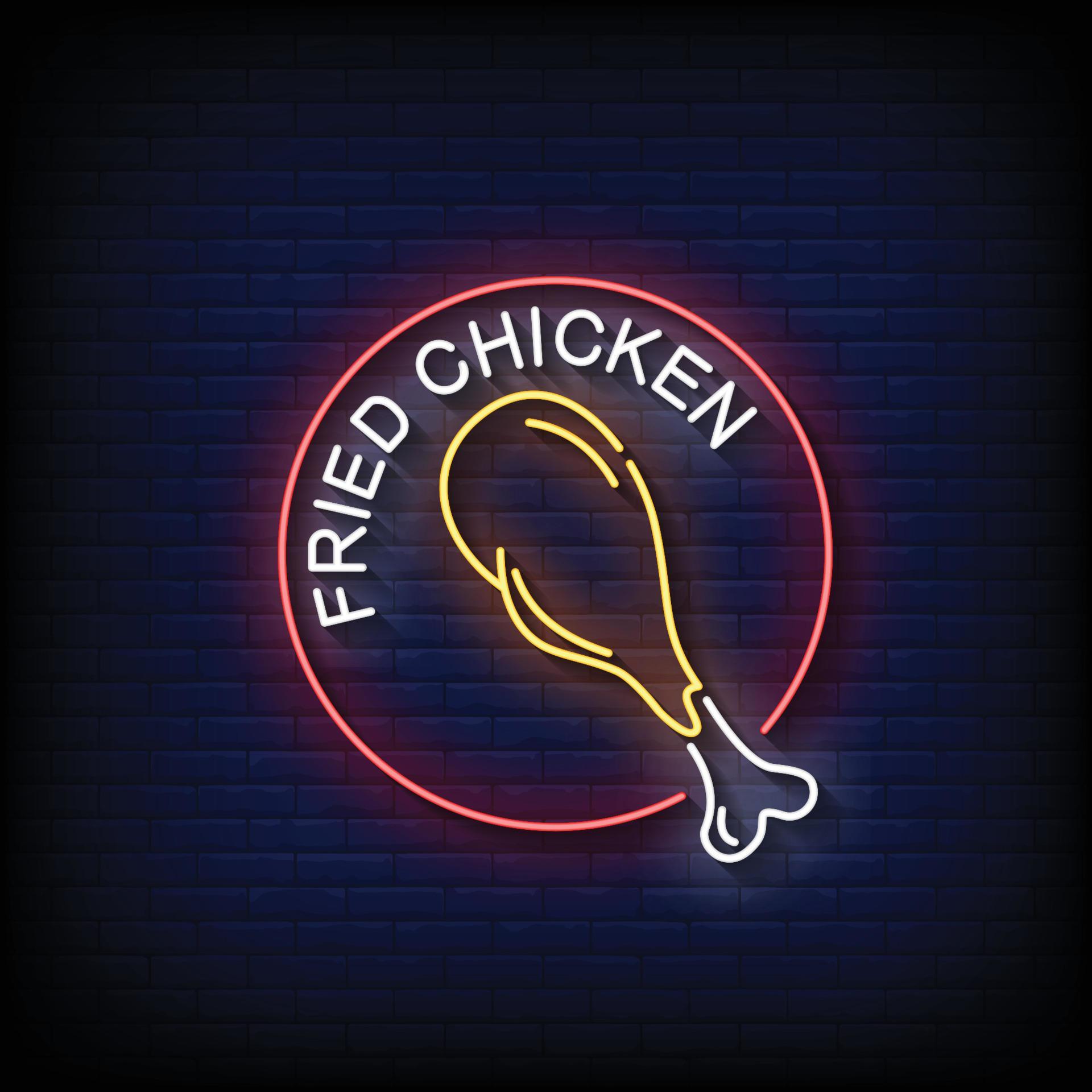 Fried Chicken Neon Signs Style Text Vector 6917166 Vector Art at Vecteezy