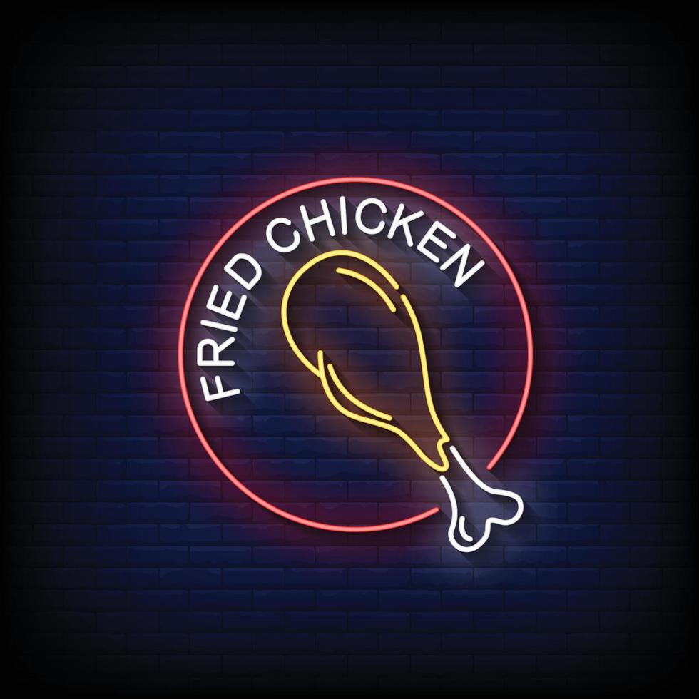 Fried Chicken Neon Signs Style Text Vector