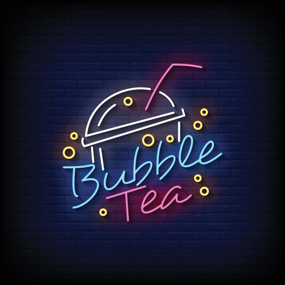 Bubble tea Neon Signs Style Text Vector