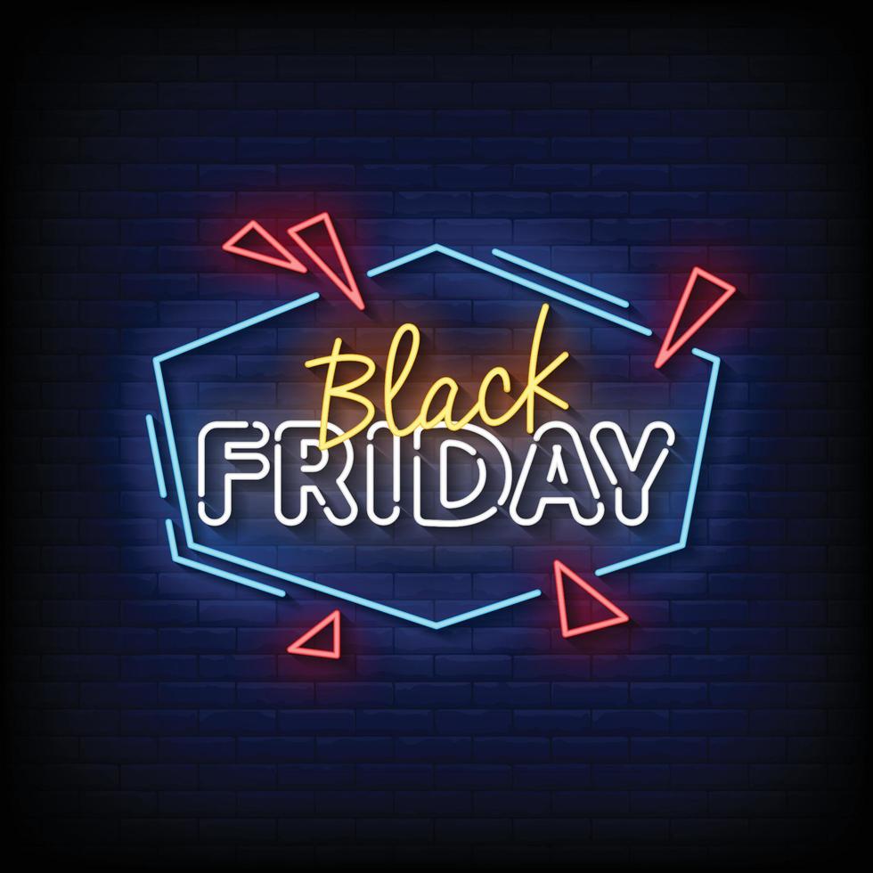 Black Friday Neon Signs Style Text Vector