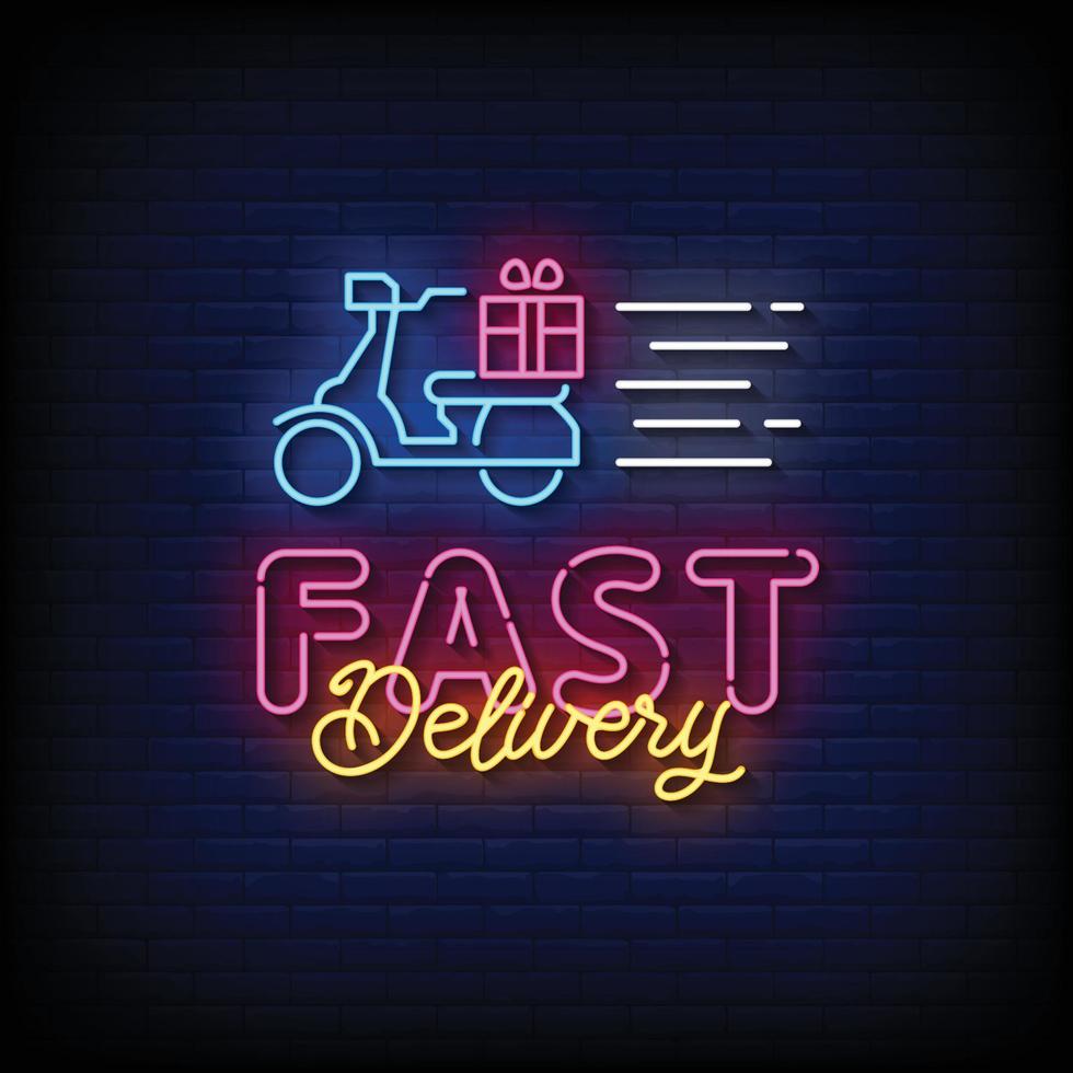 Fast Delivery Neon Signs Style Text Vector