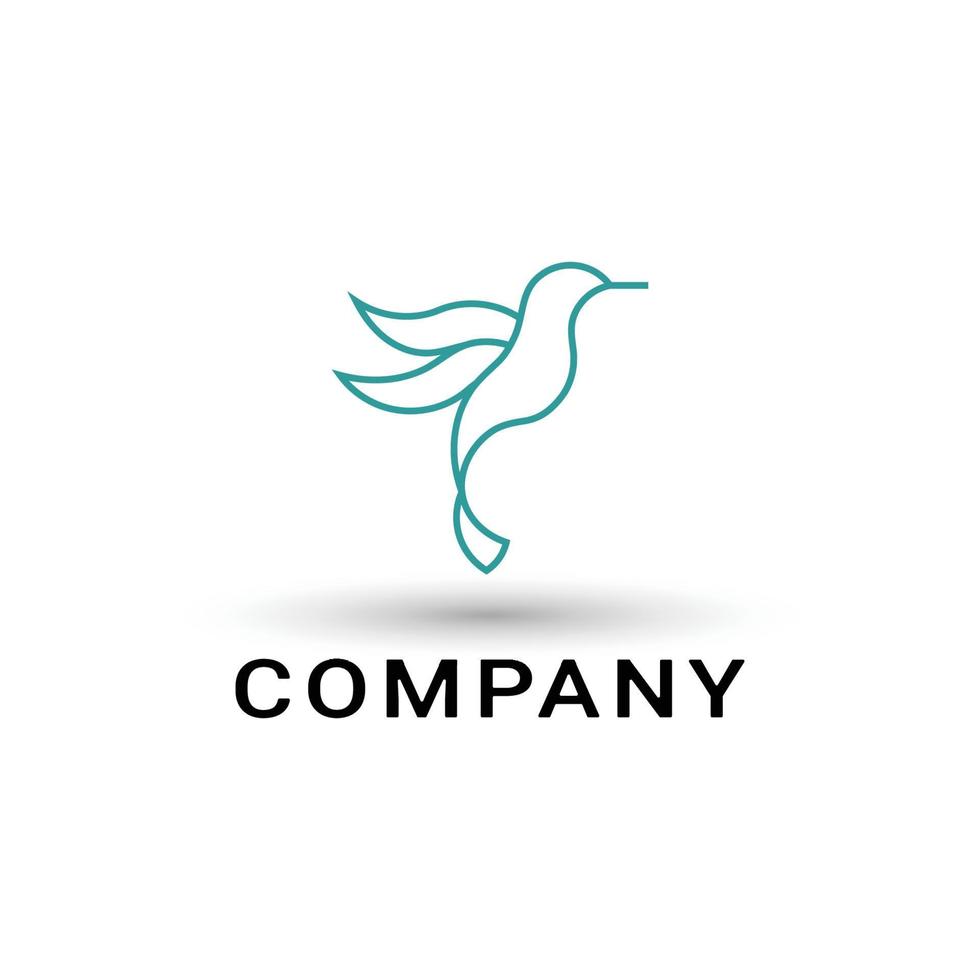 logotipo de línea de colibrí vector