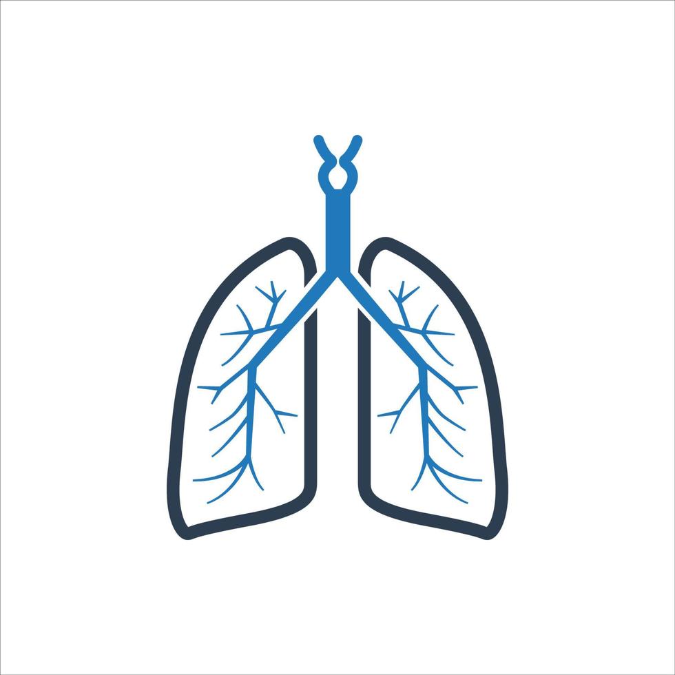 Lungs flat line icon vector